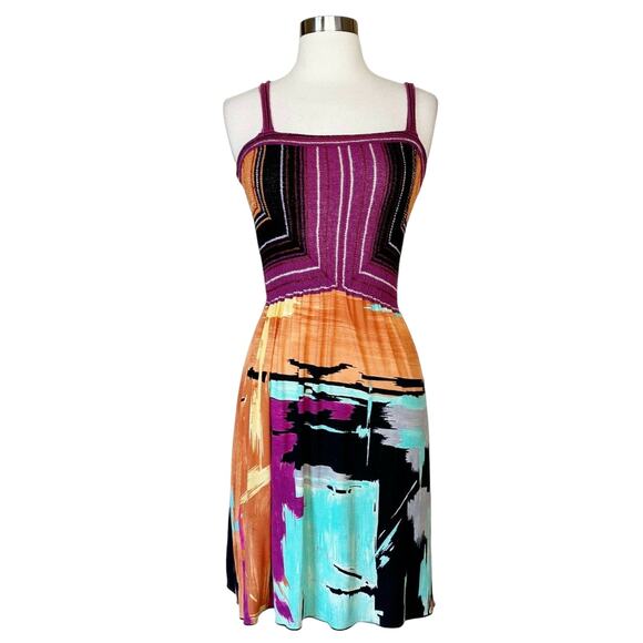 MISSONI Multicolor Dress Cotton Viscose Mixed Knit Jersey Purple Orange 36 US 0 - Picture 9 of 9
